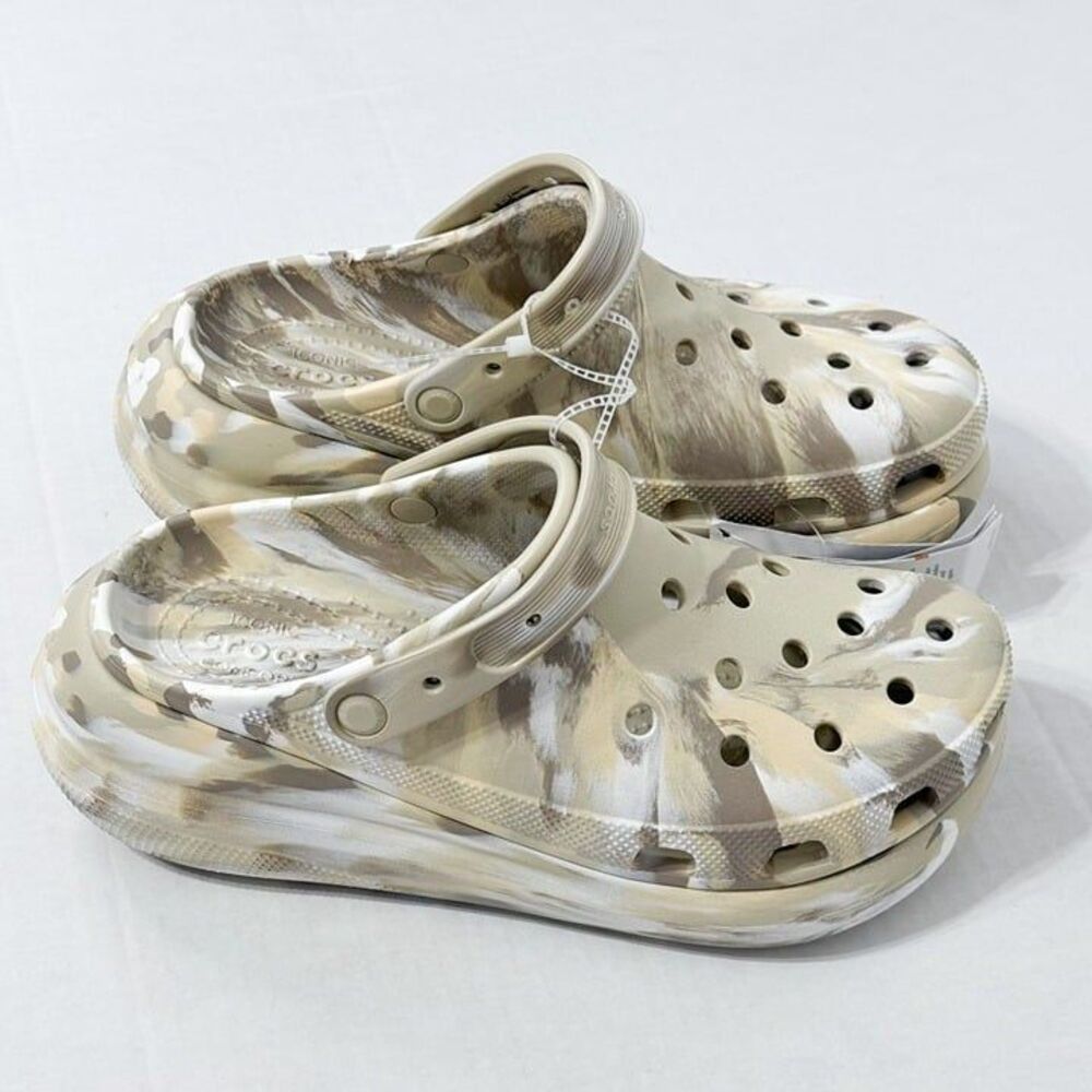 Crocs NWT Sz M12/W14 Bone Multi Classic Crush Platform Clogs - Picture 3 of 9